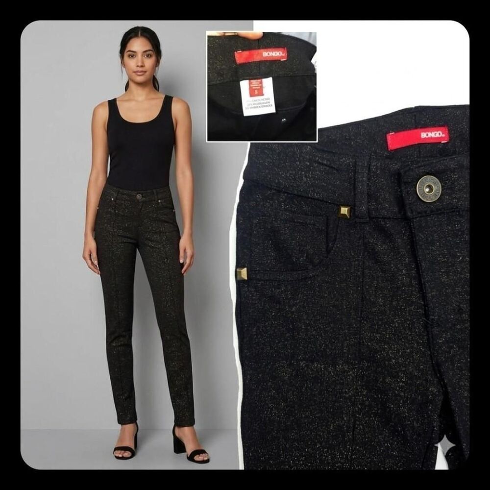 Bongo skinny jeggings black metallic glitter pants Size: 5